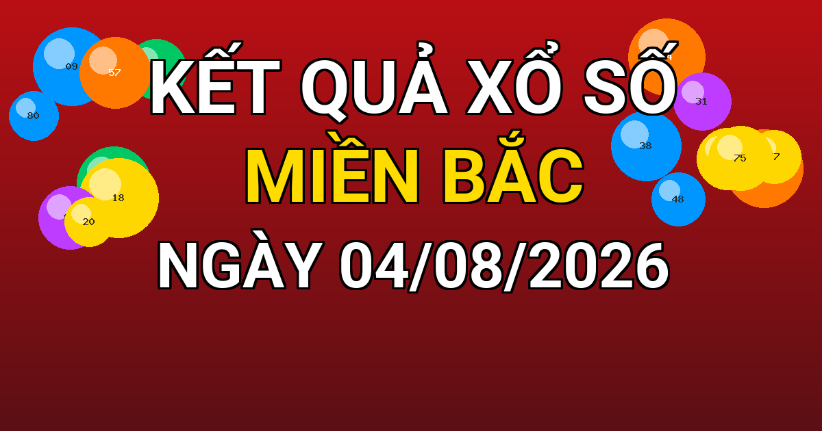 Kết quả xổ số Miền Bắc ngày 04/08/2026