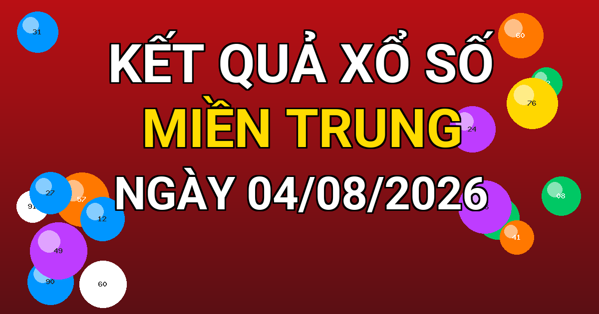 Kết quả xổ số Miền Trung ngày 04/08/2026