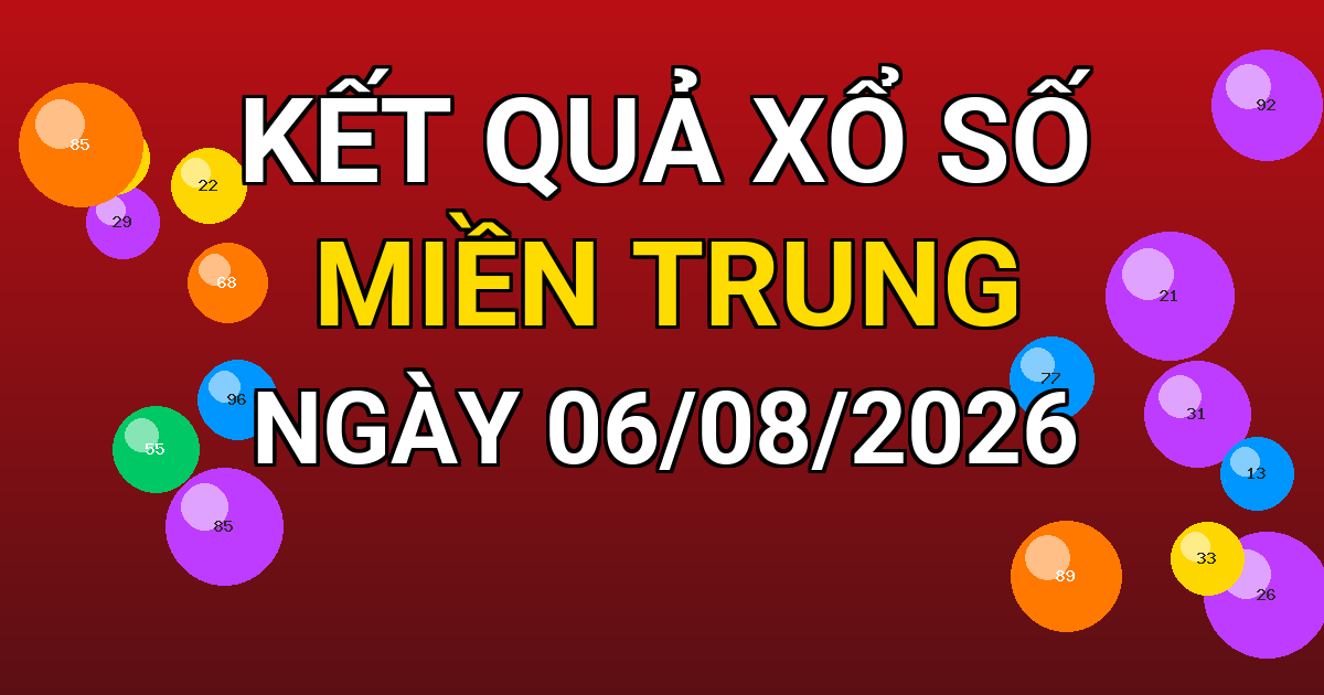 Kết quả xổ số Miền Trung ngày 06/08/2026