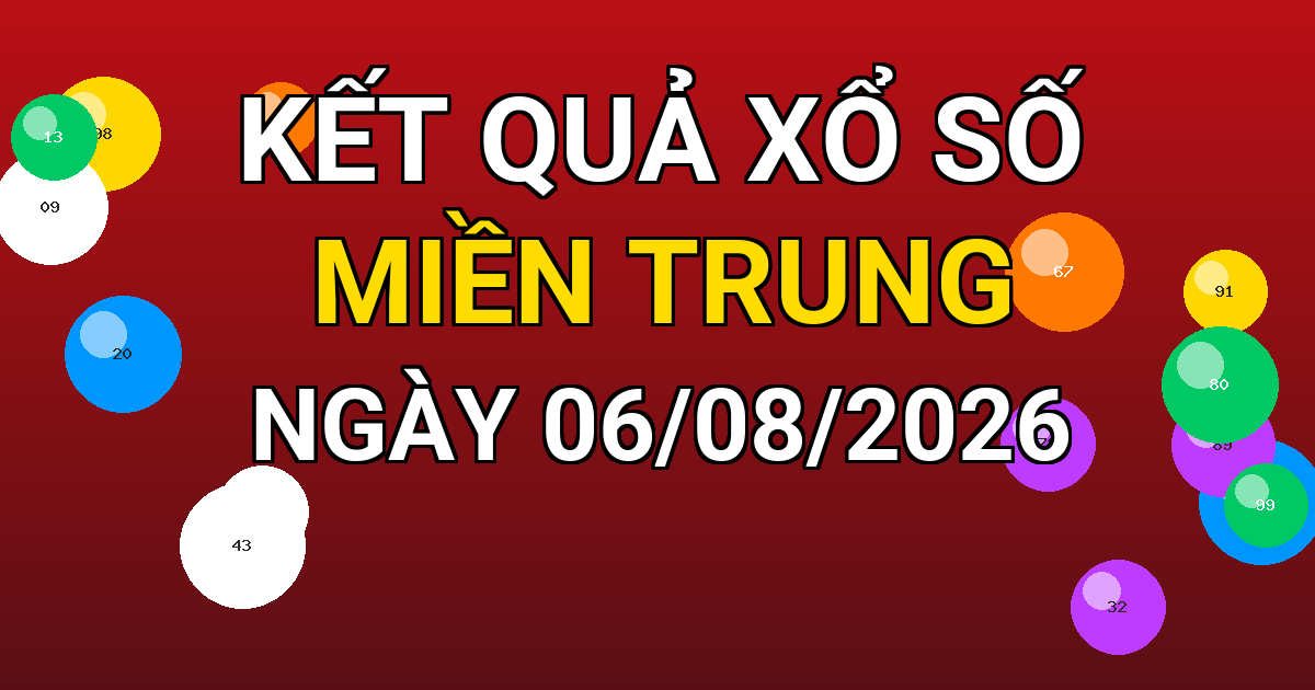 Kết quả xổ số Miền Trung ngày 06/08/2026