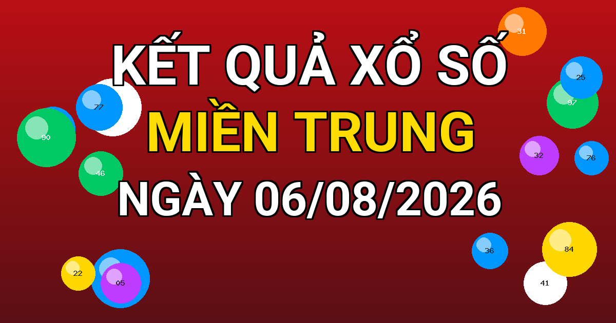 Kết quả xổ số Miền Trung ngày 06/08/2026