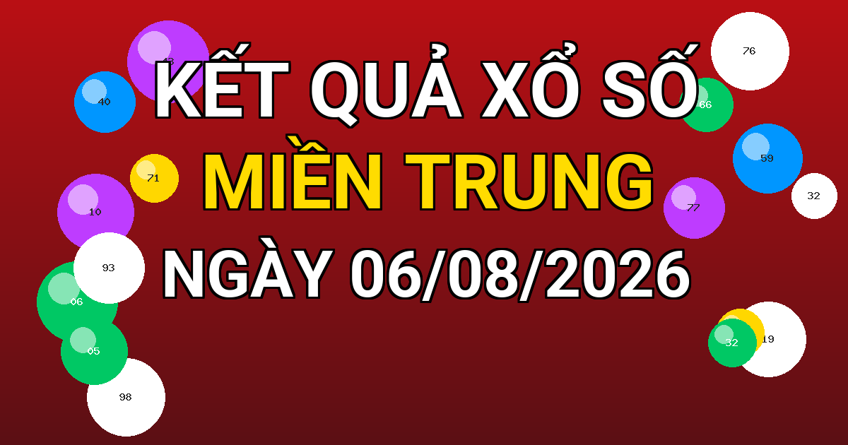 Kết quả xổ số Miền Trung ngày 06/08/2026