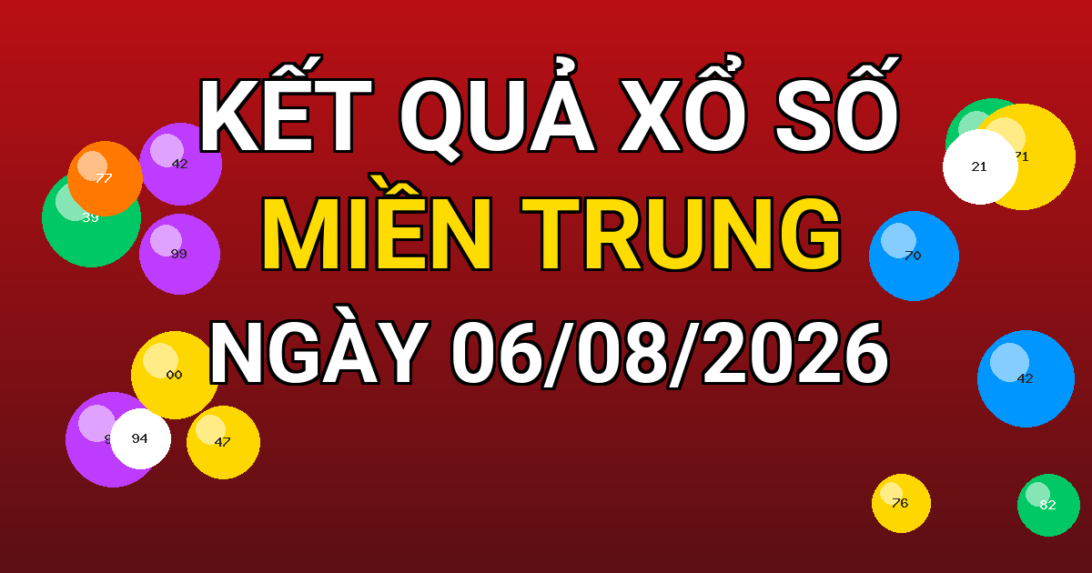 Kết quả xổ số Miền Trung ngày 06/08/2026
