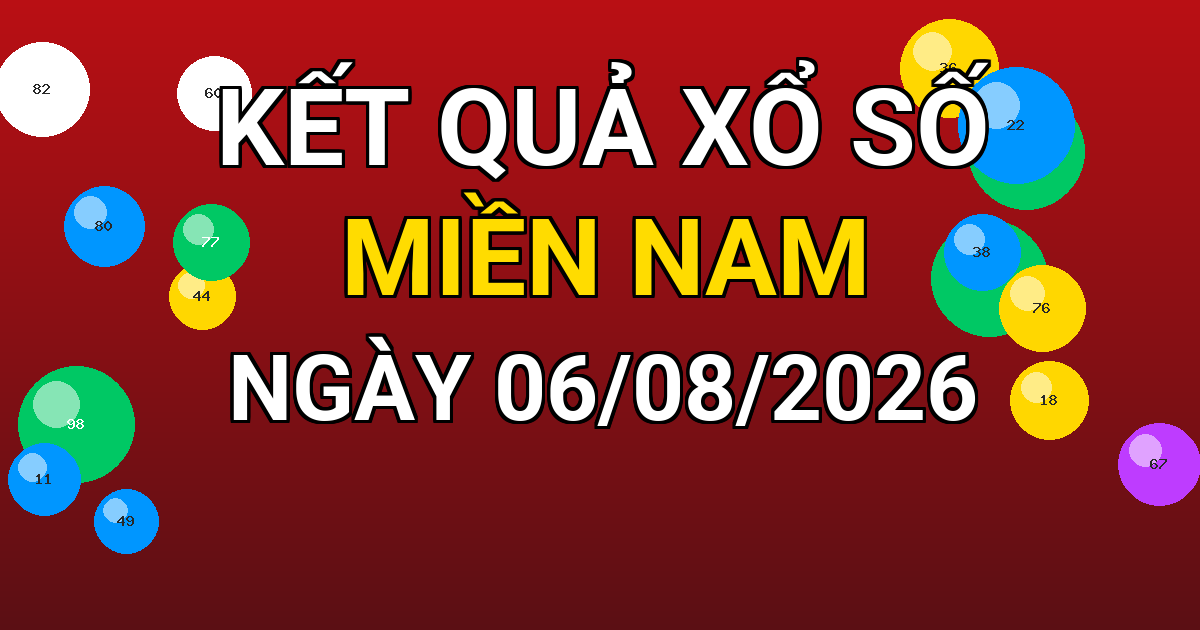 Kết quả xổ số Miền Nam ngày 06/08/2026