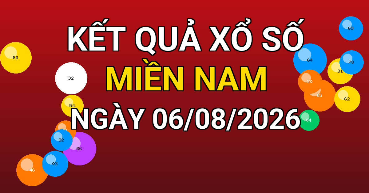 Kết quả xổ số Miền Nam ngày 06/08/2026