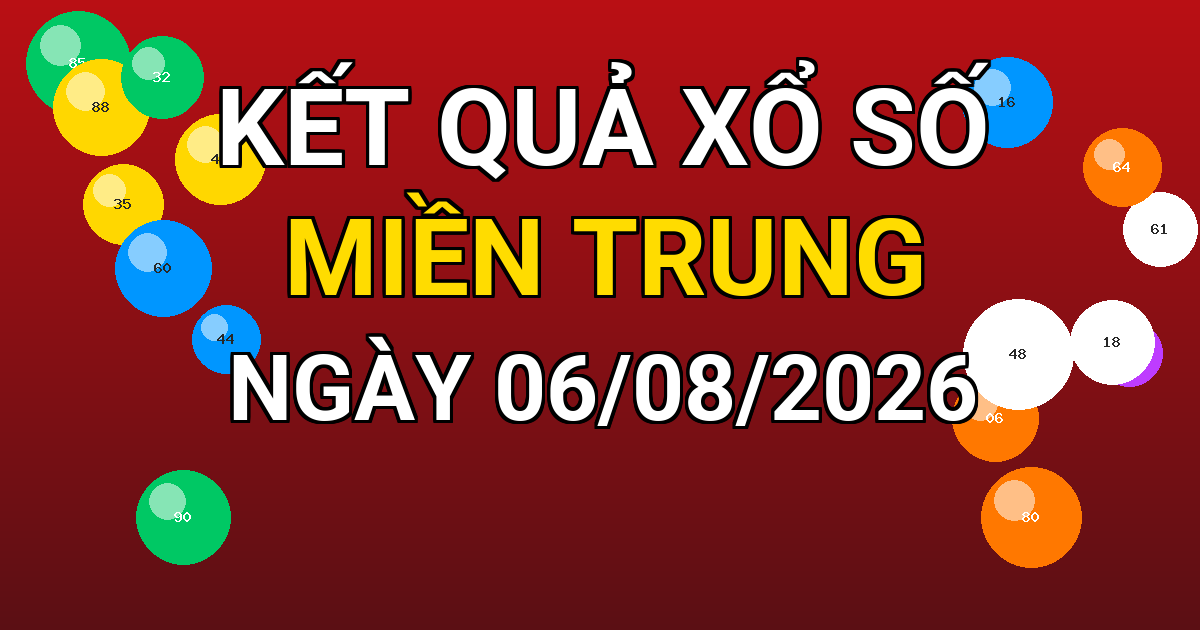 Kết quả xổ số Miền Trung ngày 06/08/2026