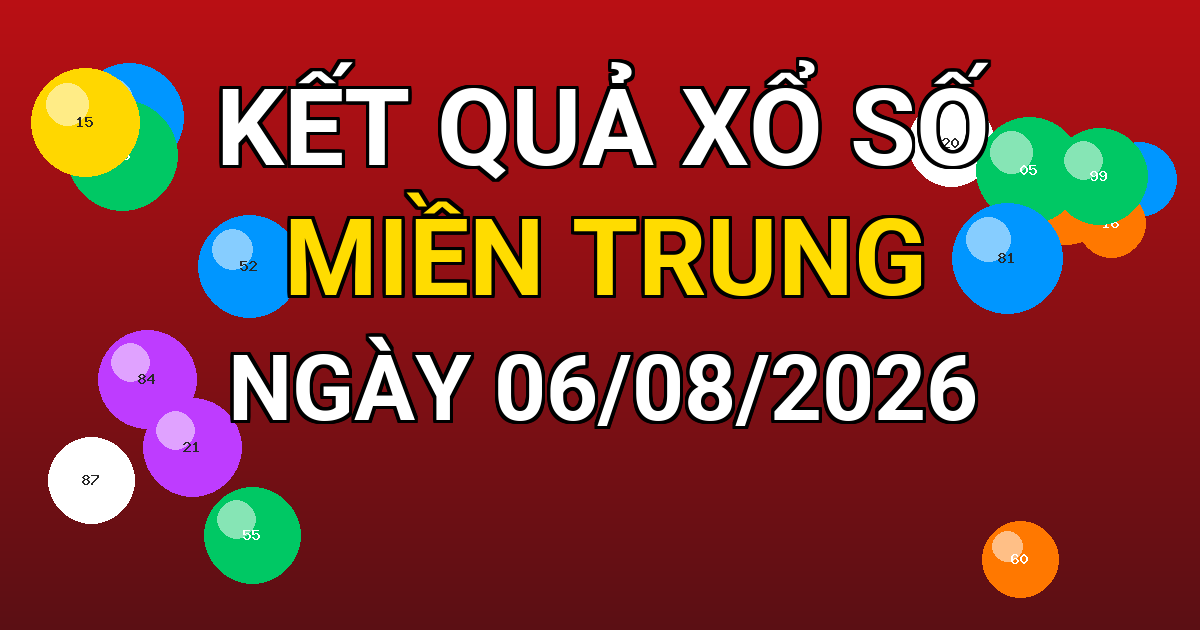 Kết quả xổ số Miền Trung ngày 06/08/2026