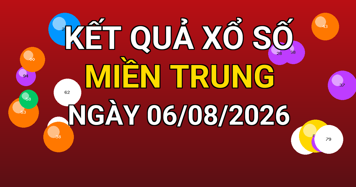Kết quả xổ số Miền Trung ngày 06/08/2026