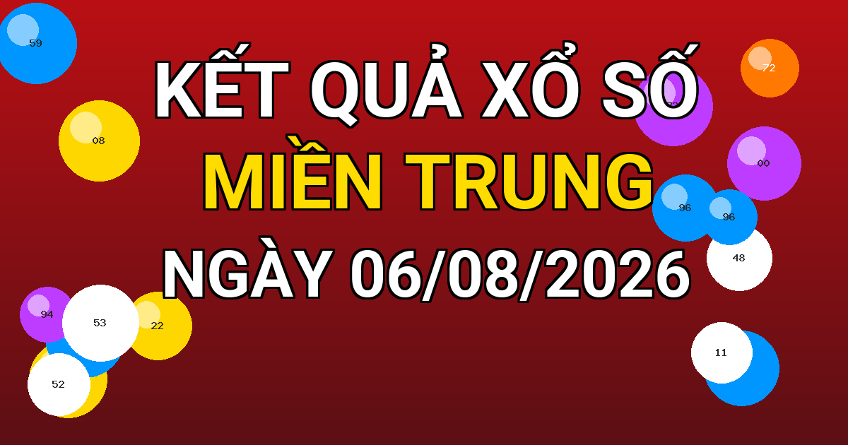 Kết quả xổ số Miền Trung ngày 06/08/2026