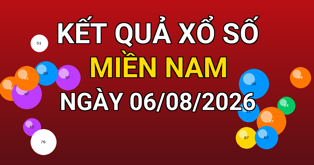 Kết quả xổ số Miền Nam ngày 06/08/2026