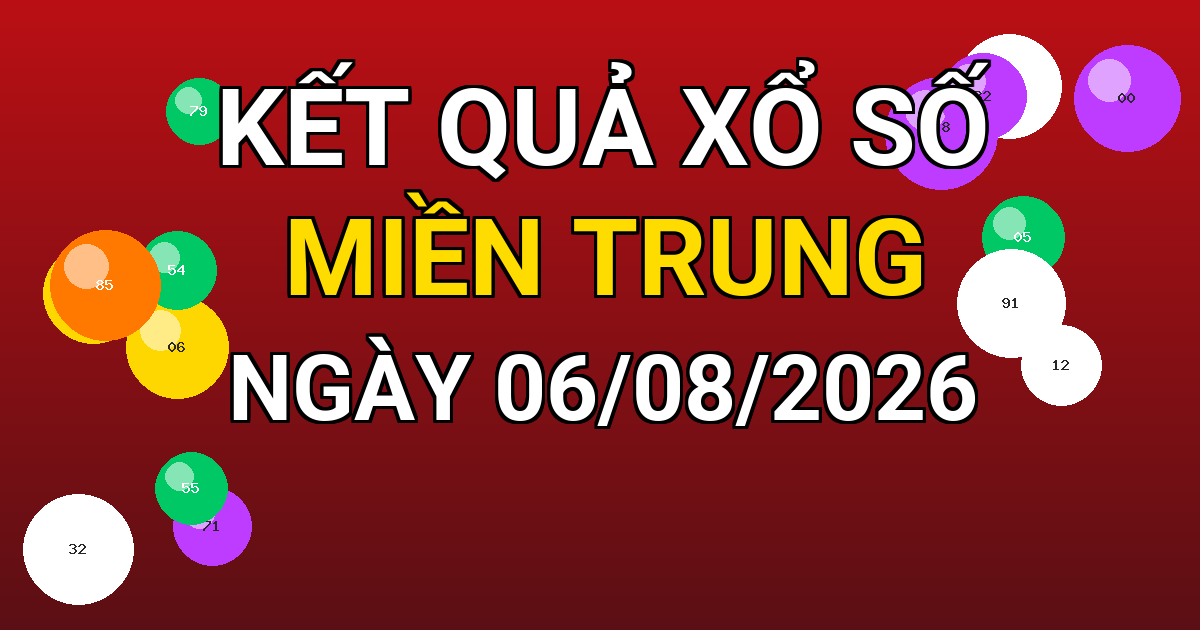 Kết quả xổ số Miền Trung ngày 06/08/2026
