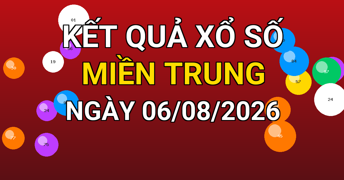 Kết quả xổ số Miền Trung ngày 06/08/2026