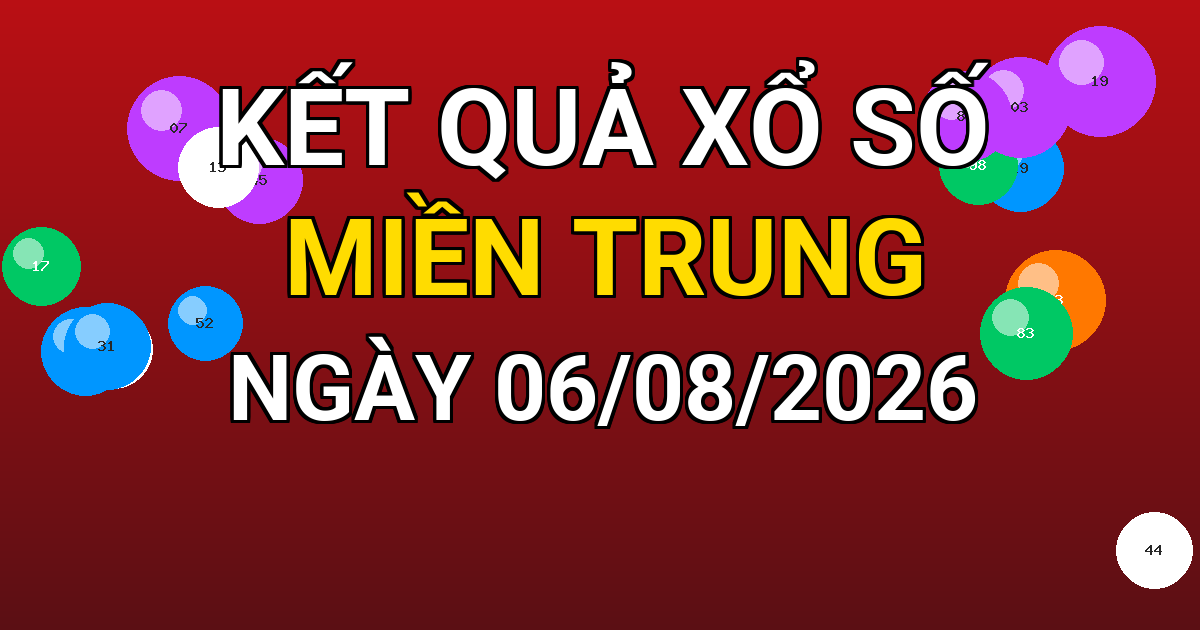 Kết quả xổ số Miền Trung ngày 06/08/2026