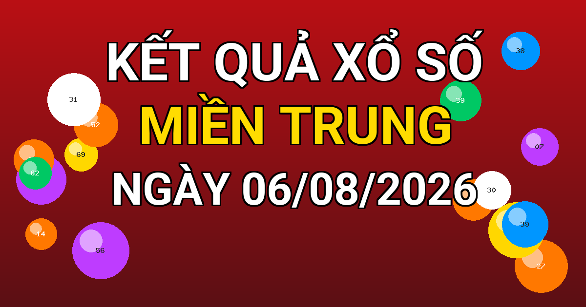 Kết quả xổ số Miền Trung ngày 06/08/2026