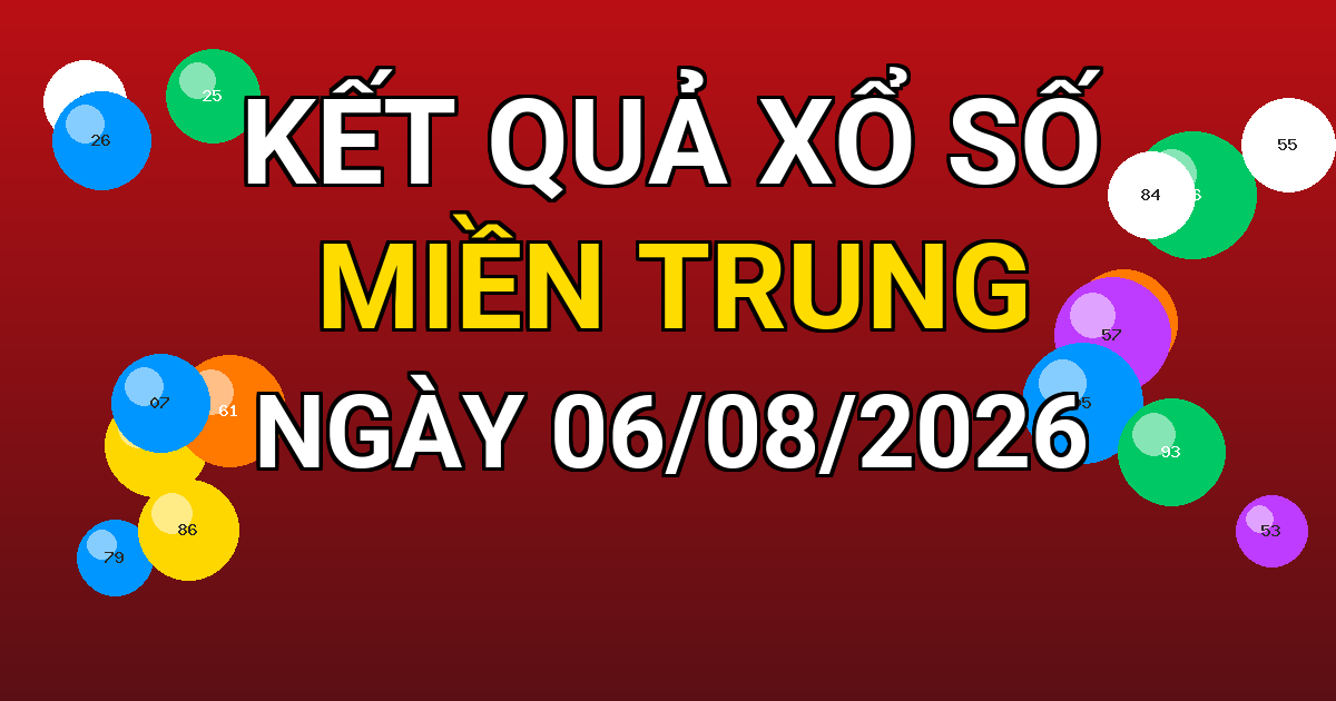 Kết quả xổ số Miền Trung ngày 06/08/2026