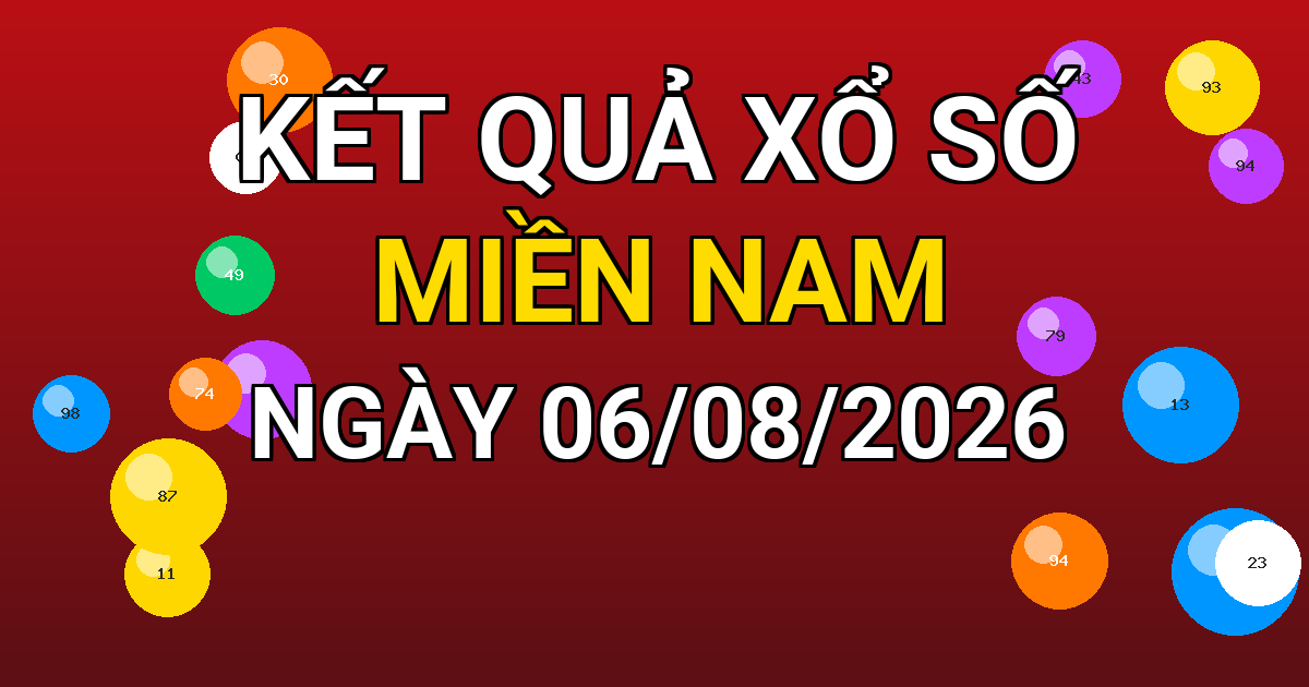 Kết quả xổ số Miền Nam ngày 06/08/2026