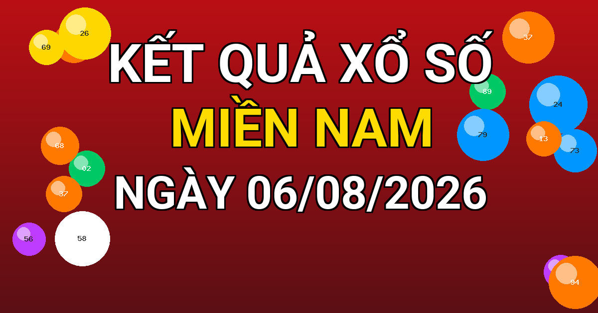Kết quả xổ số Miền Nam ngày 06/08/2026