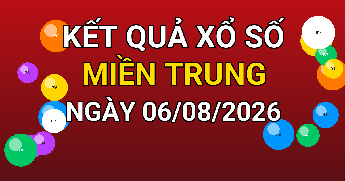 Kết quả xổ số Miền Trung ngày 06/08/2026