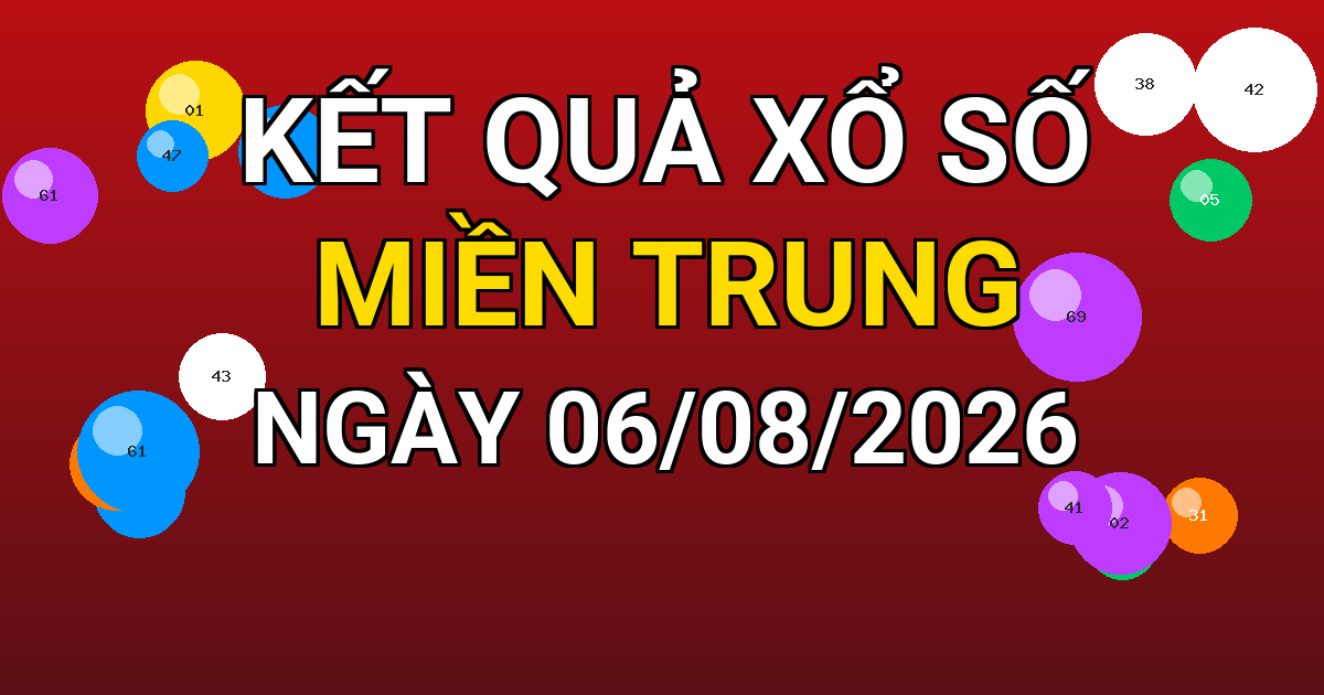 Kết quả xổ số Miền Trung ngày 06/08/2026