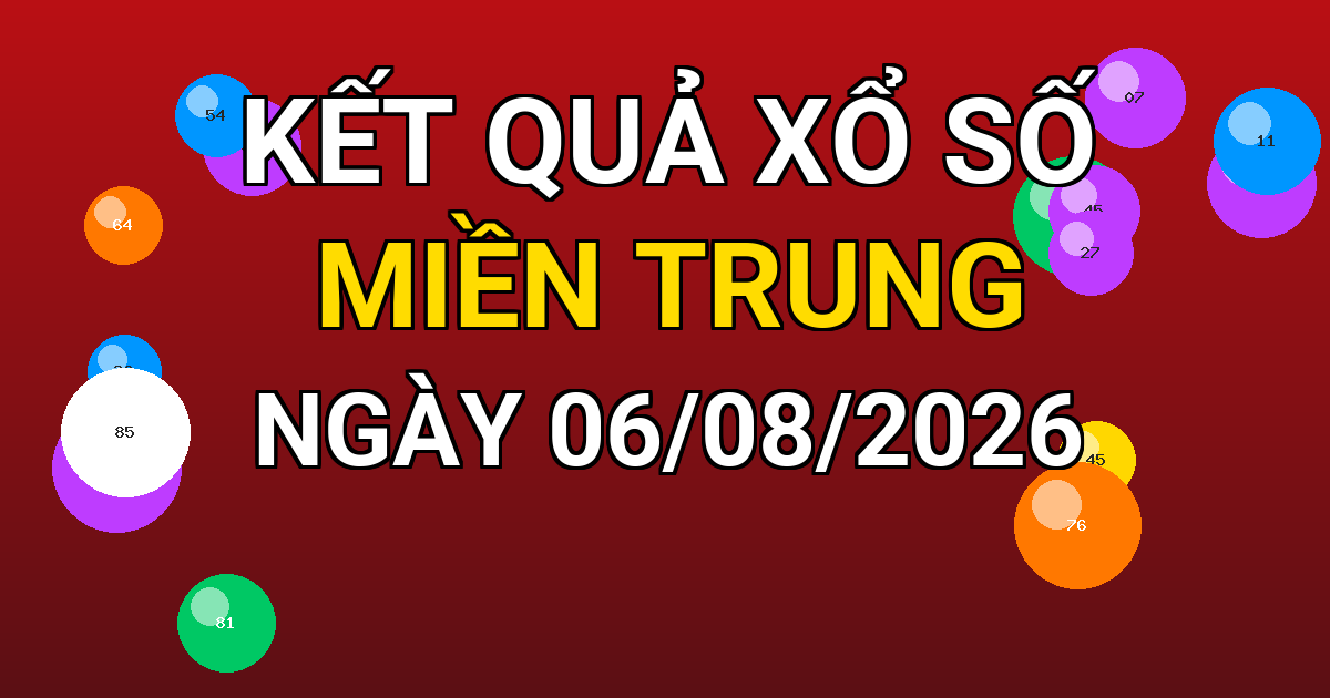 Kết quả xổ số Miền Trung ngày 06/08/2026