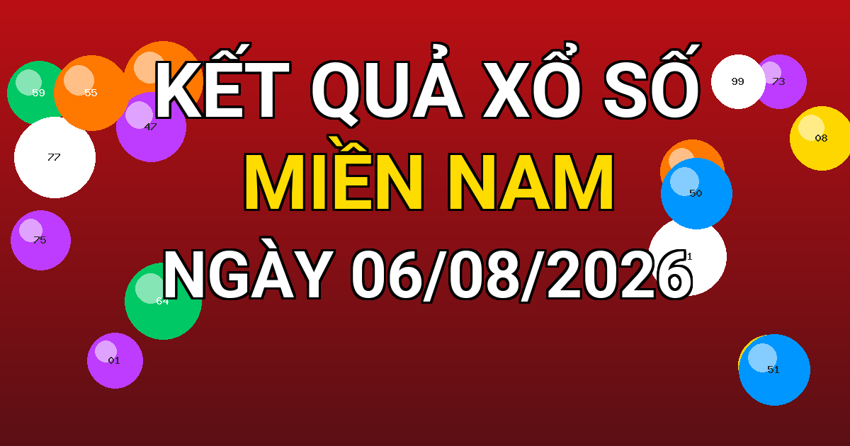 Kết quả xổ số Miền Nam ngày 06/08/2026