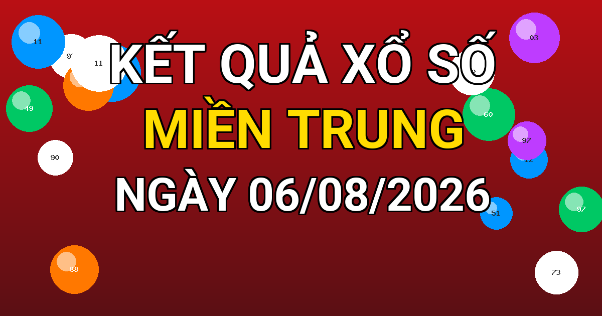 Kết quả xổ số Miền Trung ngày 06/08/2026
