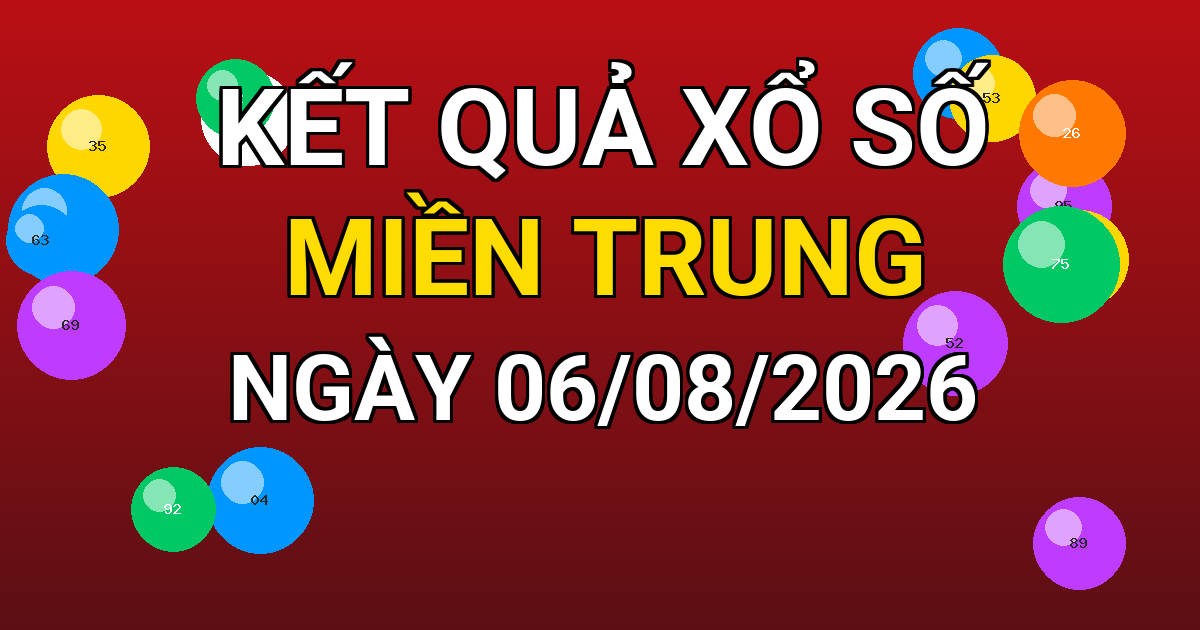 Kết quả xổ số Miền Trung ngày 06/08/2026