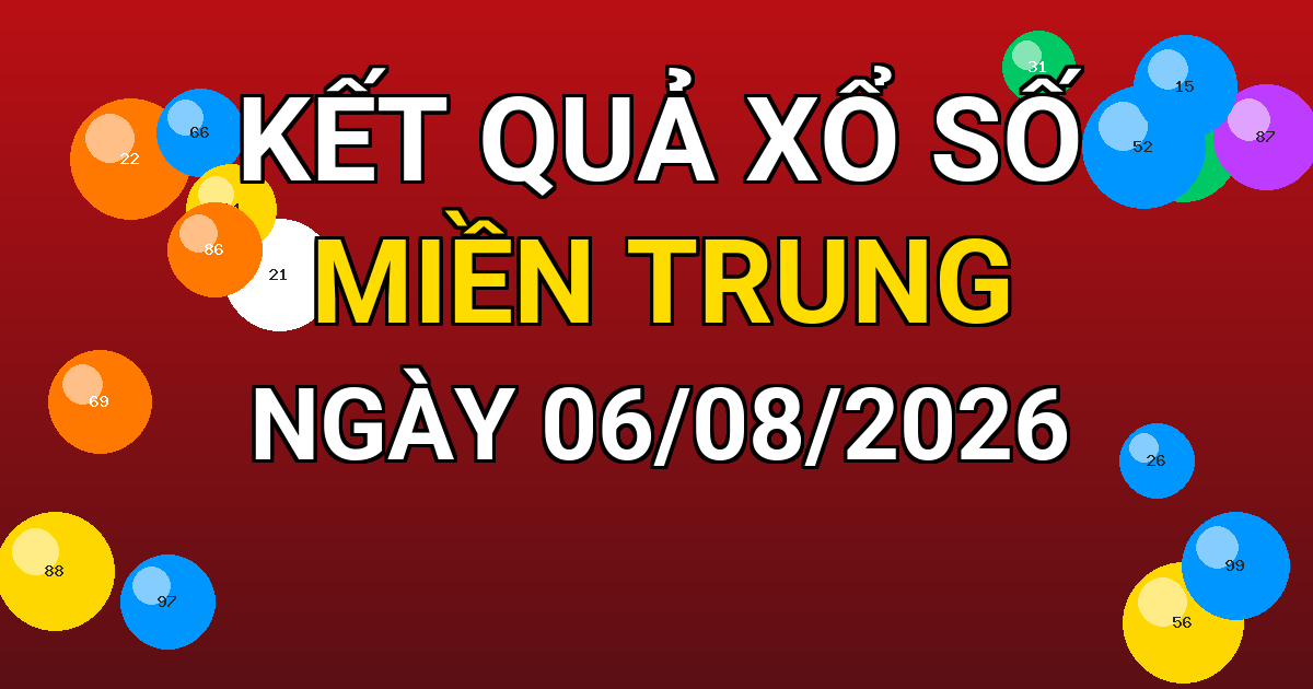 Kết quả xổ số Miền Trung ngày 06/08/2026