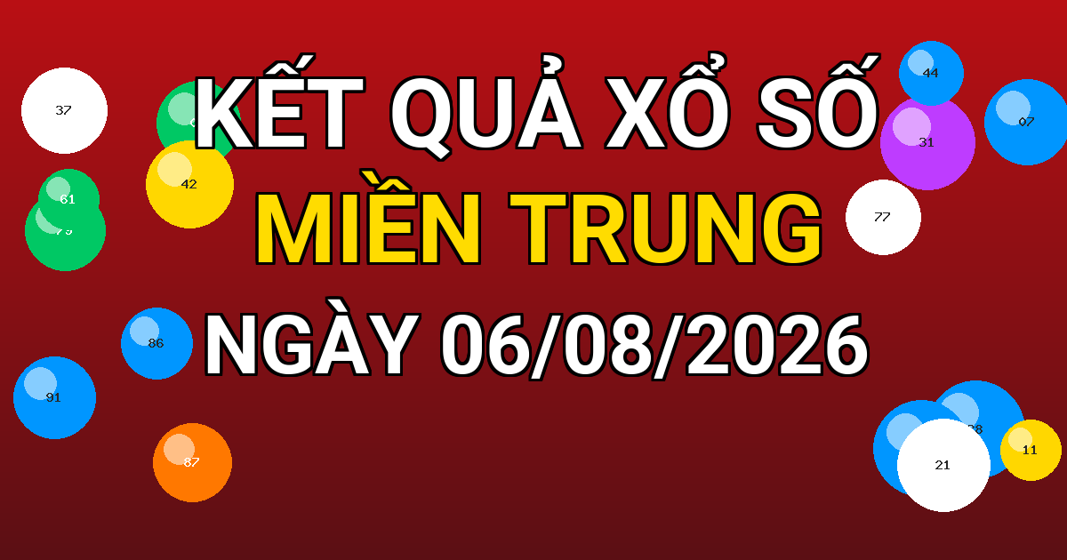 Kết quả xổ số Miền Trung ngày 06/08/2026