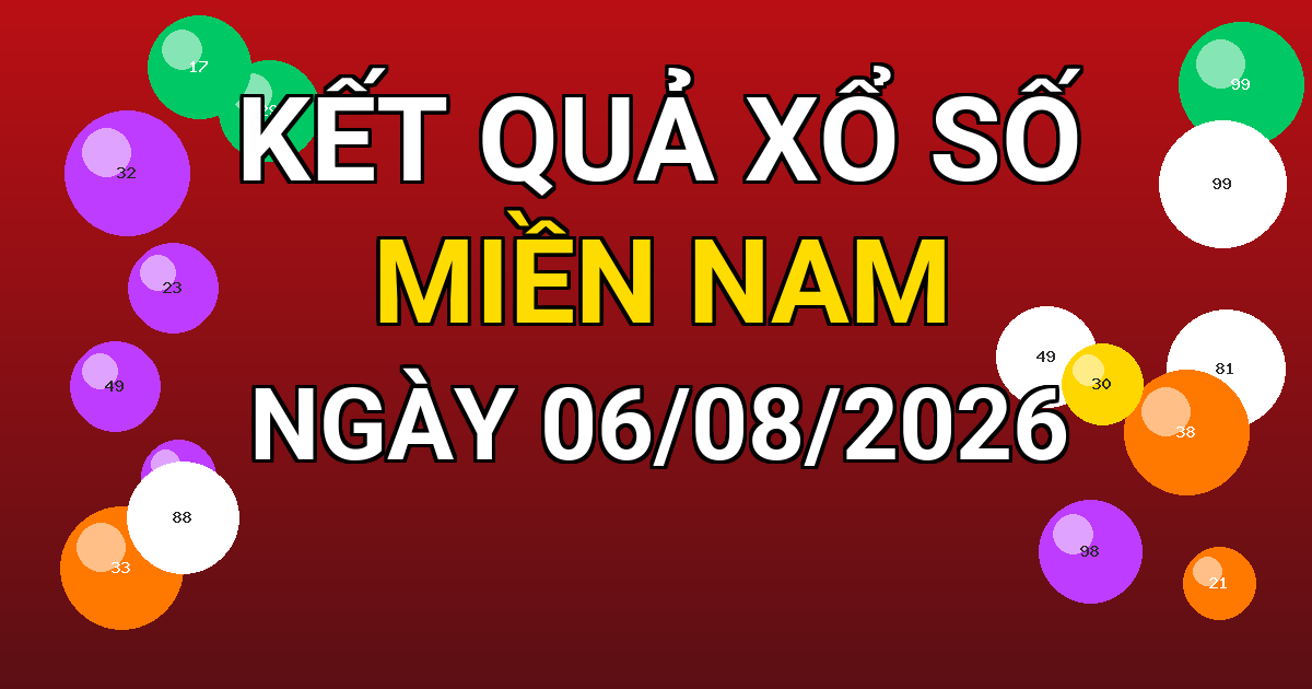Kết quả xổ số Miền Nam ngày 06/08/2026