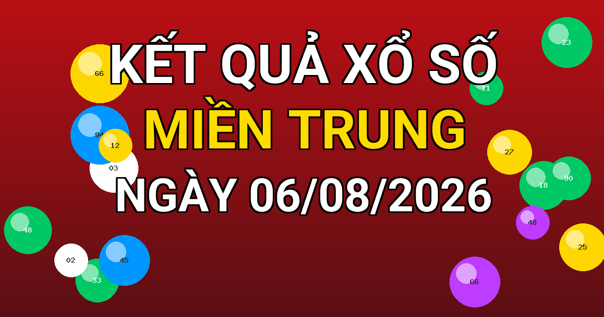 Kết quả xổ số Miền Trung ngày 06/08/2026