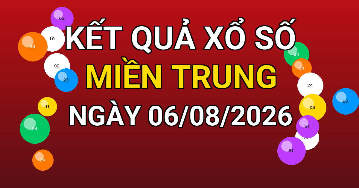 Kết quả xổ số Miền Trung ngày 06/08/2026