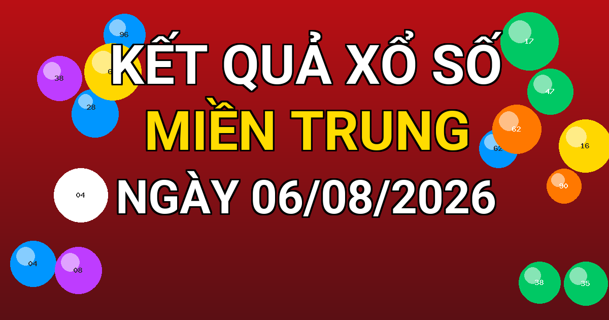 Kết quả xổ số Miền Trung ngày 06/08/2026