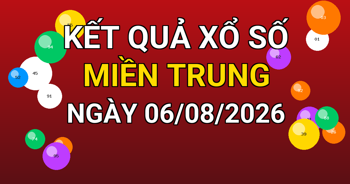 Kết quả xổ số Miền Trung ngày 06/08/2026