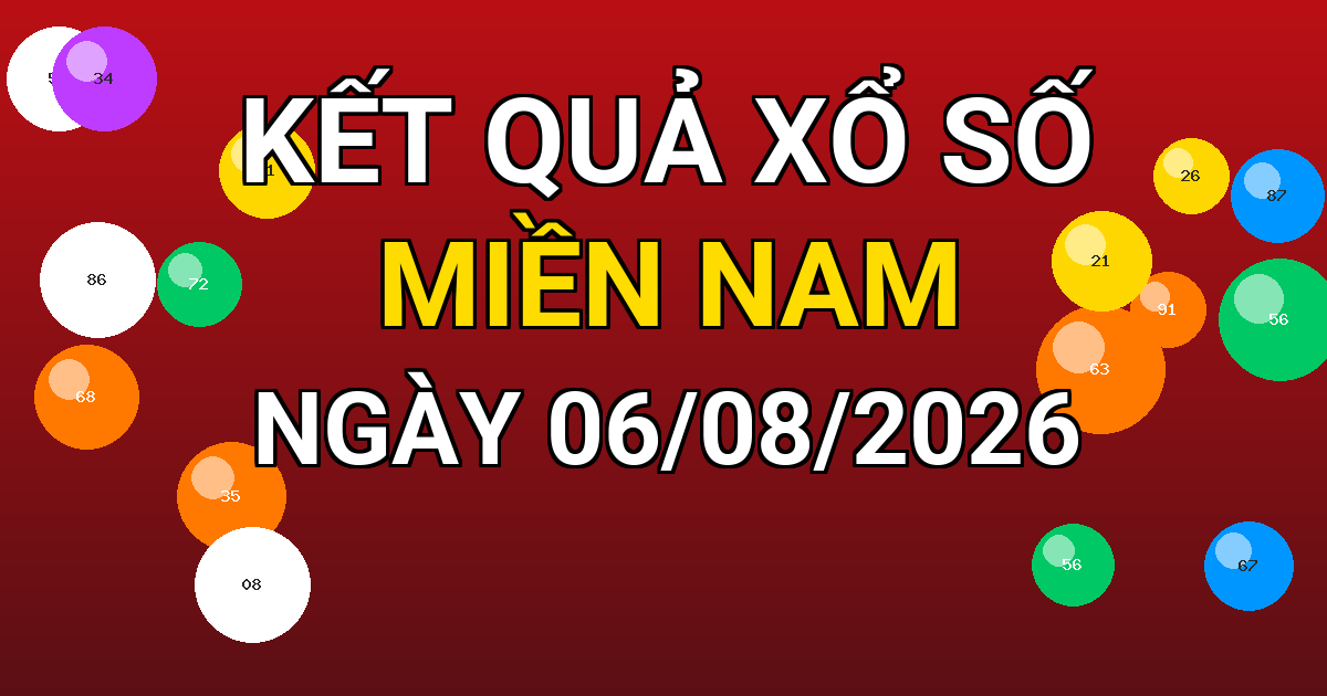 Kết quả xổ số Miền Nam ngày 06/08/2026