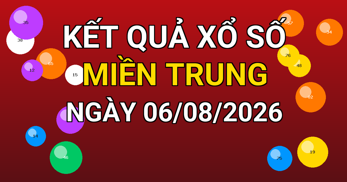 Kết quả xổ số Miền Trung ngày 06/08/2026