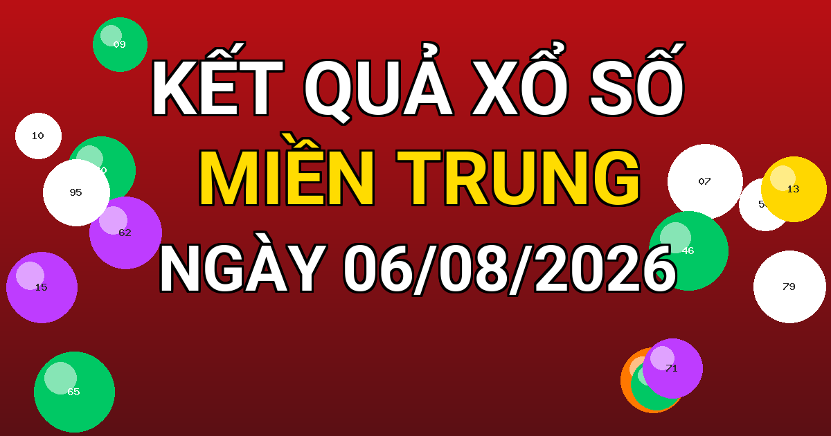 Kết quả xổ số Miền Trung ngày 06/08/2026