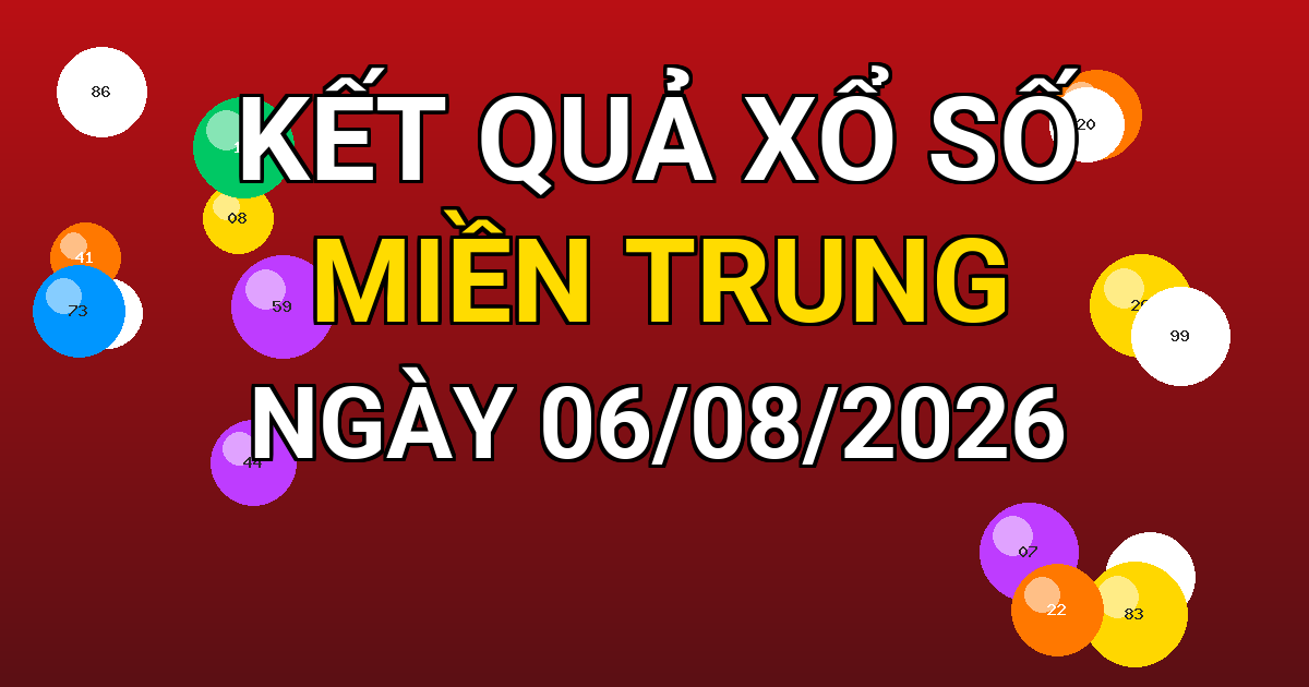 Kết quả xổ số Miền Trung ngày 06/08/2026