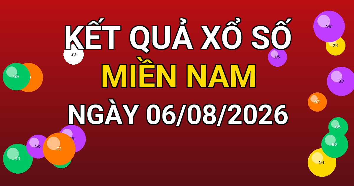 Kết quả xổ số Miền Nam ngày 06/08/2026
