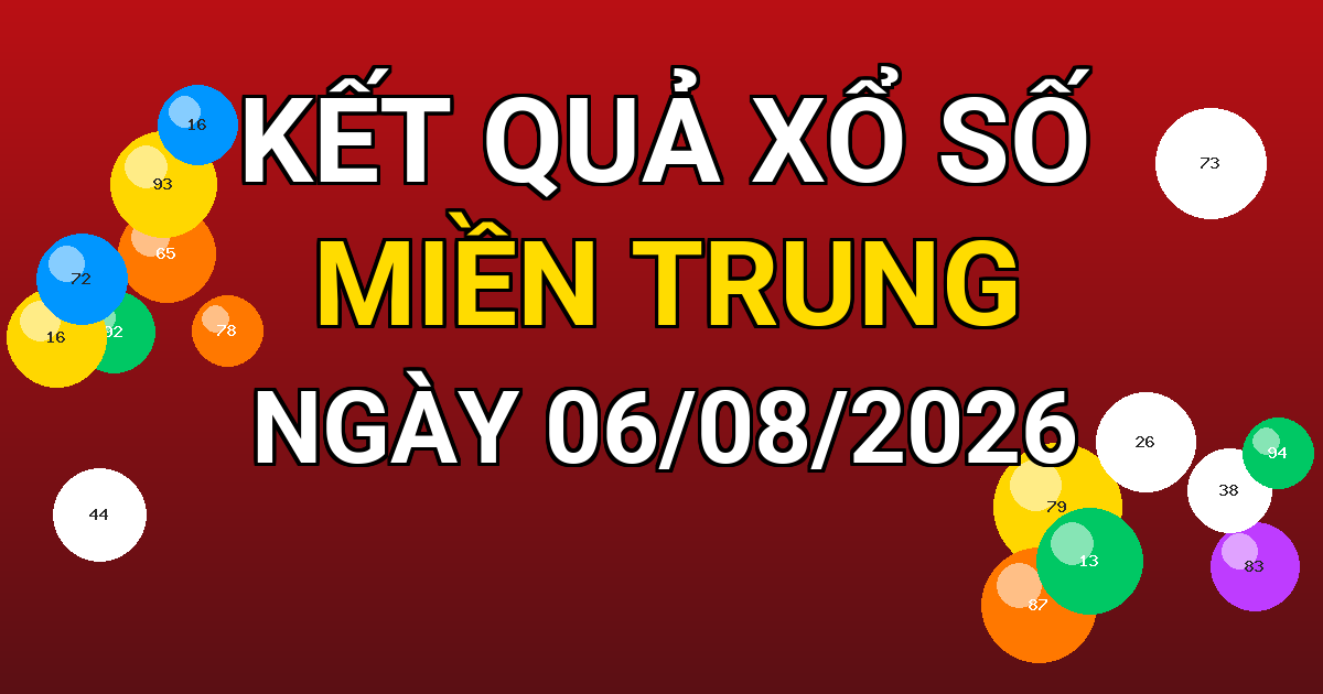 Kết quả xổ số Miền Trung ngày 06/08/2026