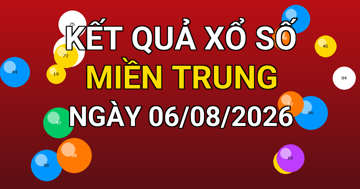 Kết quả xổ số Miền Trung ngày 06/08/2026
