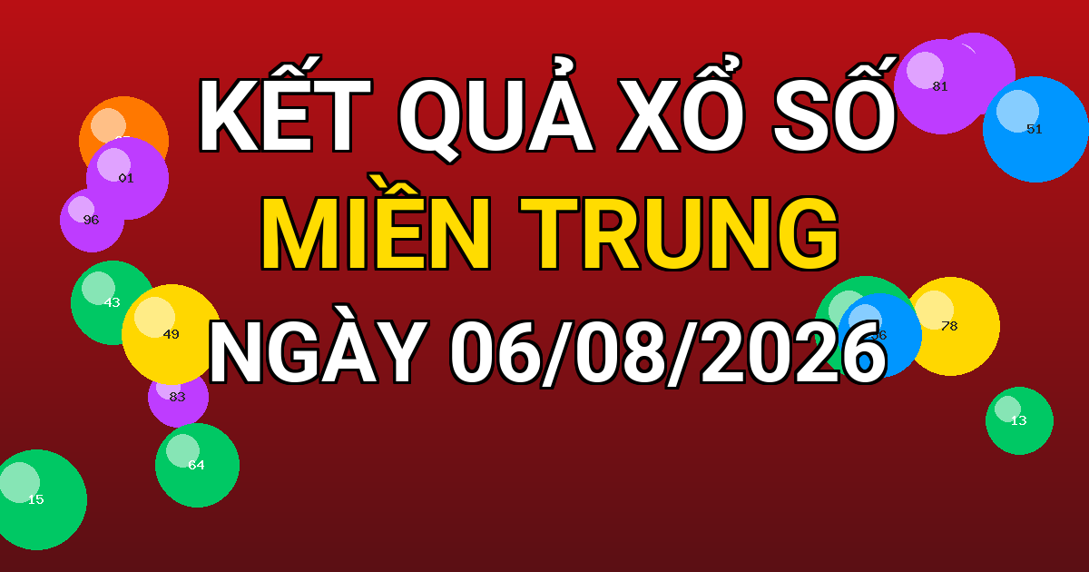 Kết quả xổ số Miền Trung ngày 06/08/2026