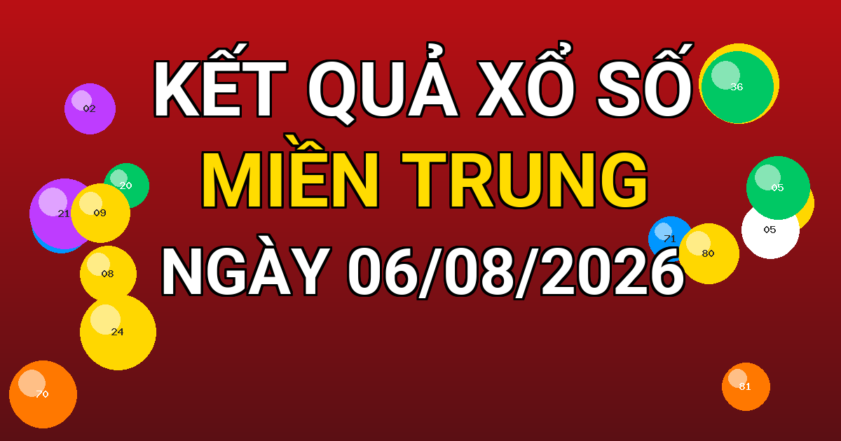 Kết quả xổ số Miền Trung ngày 06/08/2026