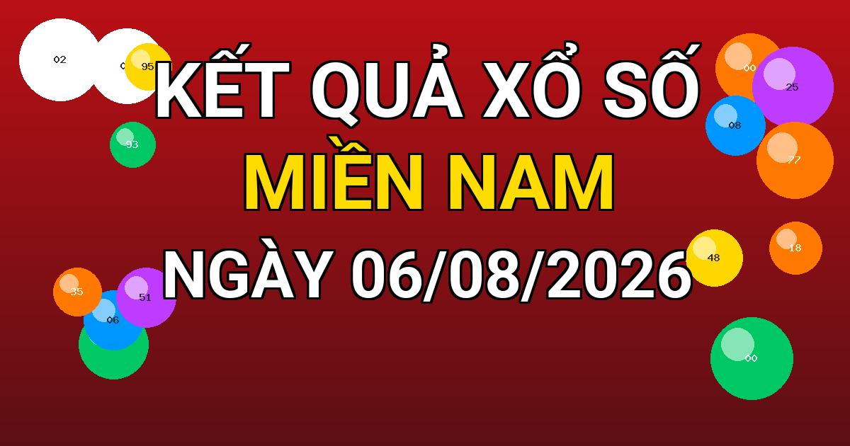 Kết quả xổ số Miền Nam ngày 06/08/2026