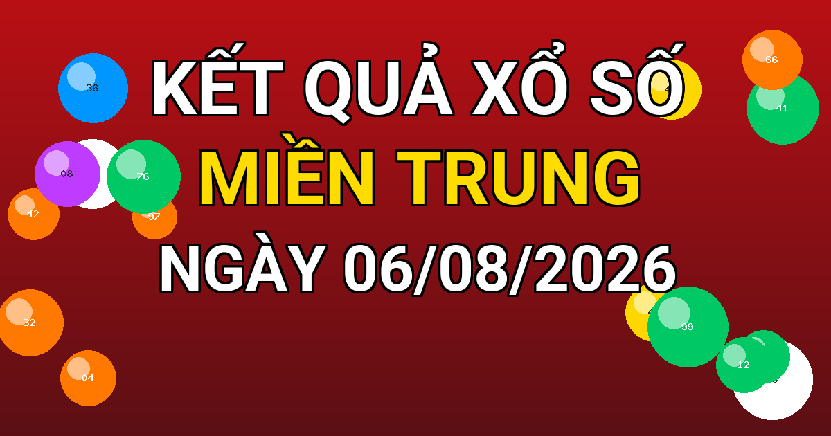 Kết quả xổ số Miền Trung ngày 06/08/2026