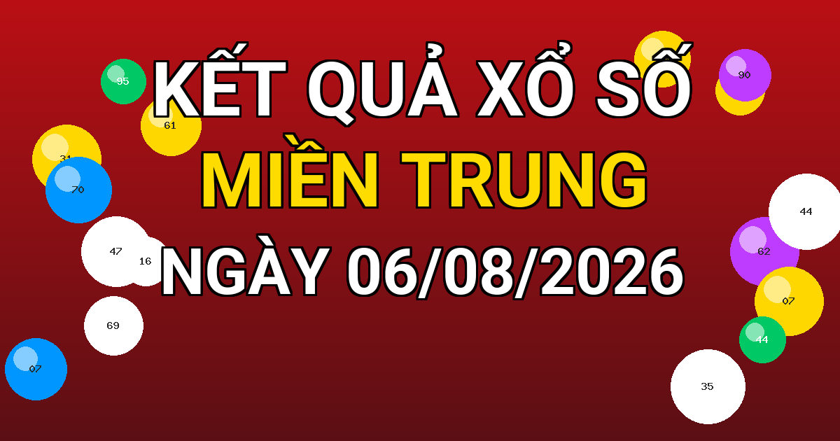 Kết quả xổ số Miền Trung ngày 06/08/2026