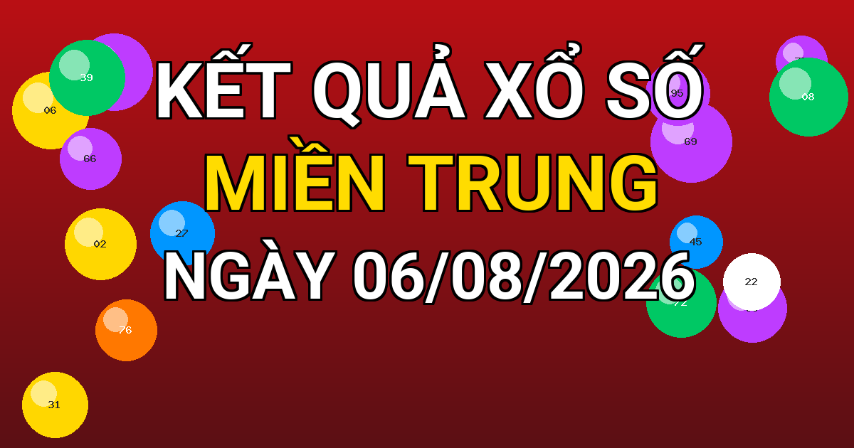 Kết quả xổ số Miền Trung ngày 06/08/2026
