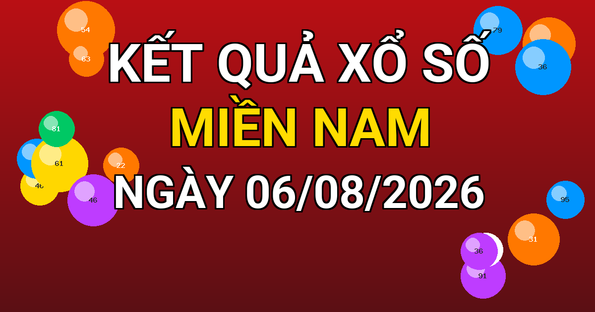 Kết quả xổ số Miền Nam ngày 06/08/2026