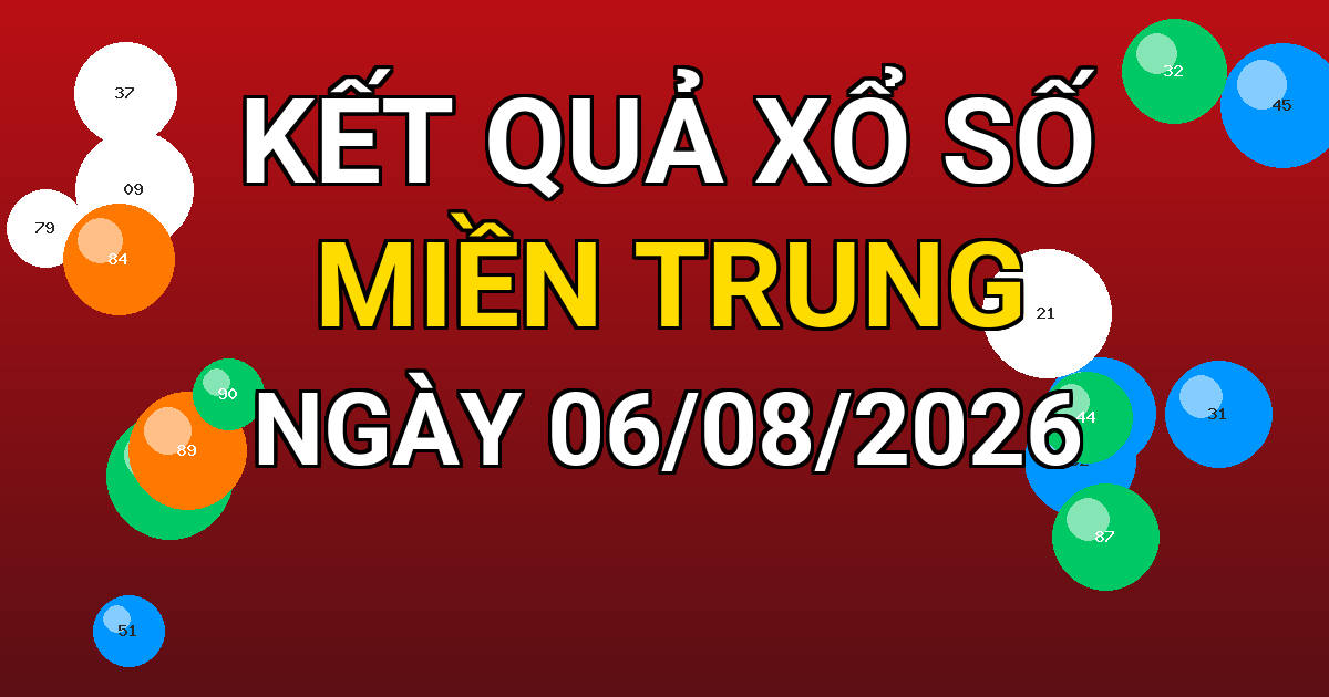 Kết quả xổ số Miền Trung ngày 06/08/2026