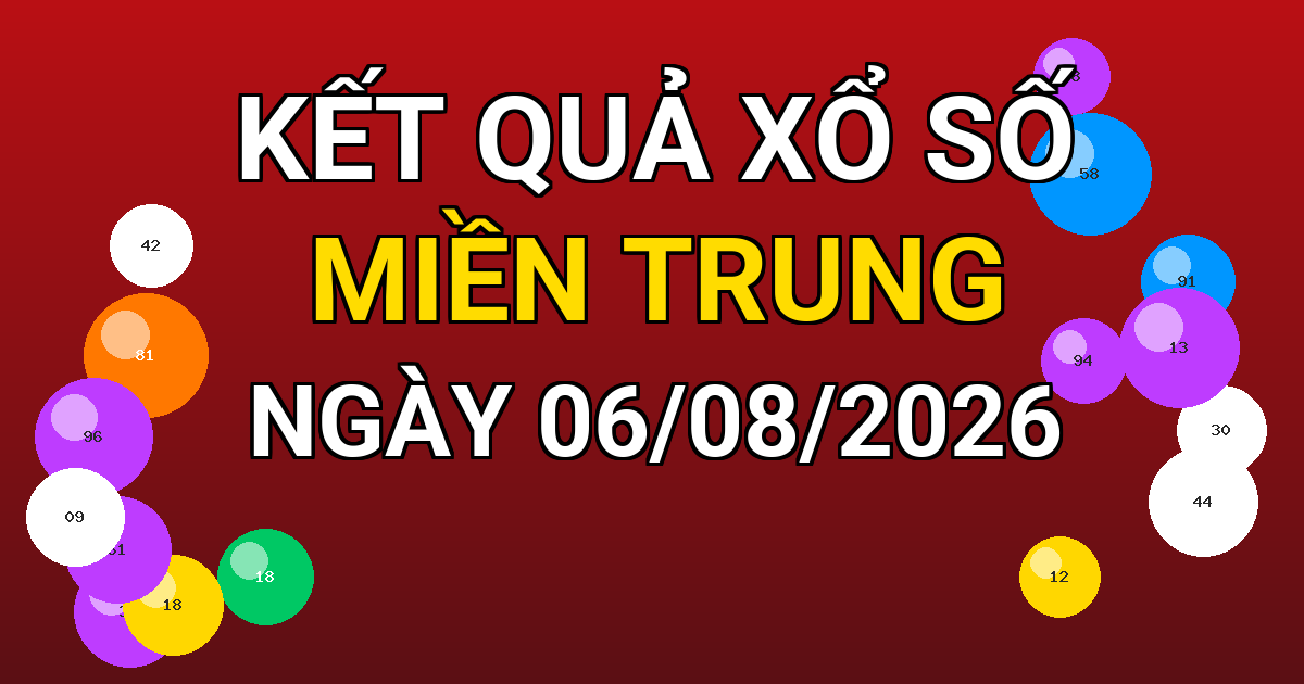 Kết quả xổ số Miền Trung ngày 06/08/2026
